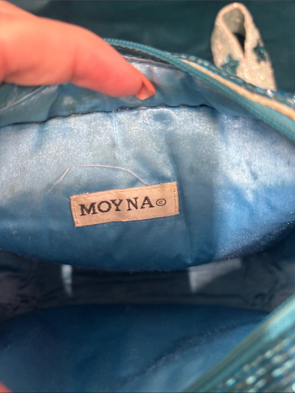 Moyna Beaded Star Stripe Crossbody in Teal and Light Blue - Picture 2 of 4